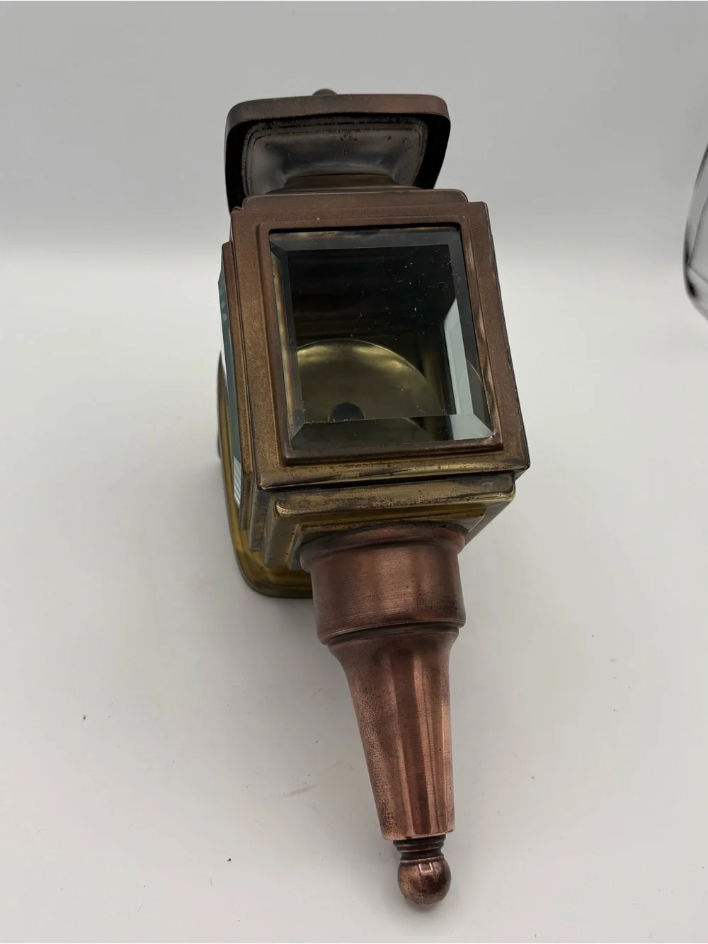 Early MCM 11” Copper & Brass Carriage Lantern Sconce Porch Light Clean Refurbish